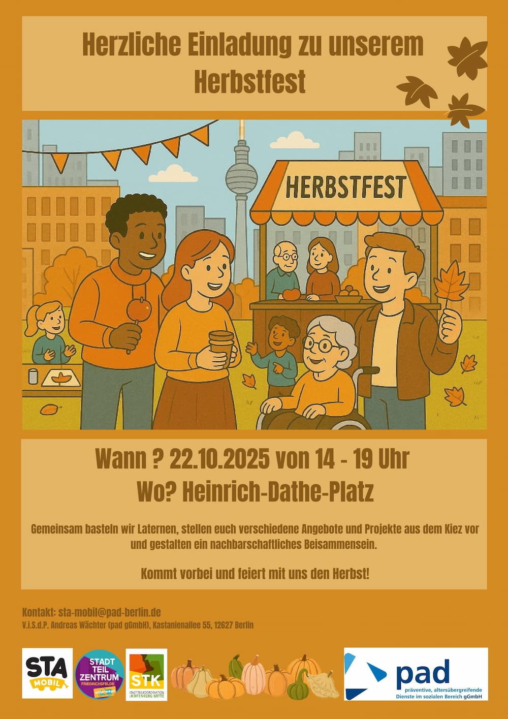 Menschen kommen bei herbstlicher Stimmung zusammen