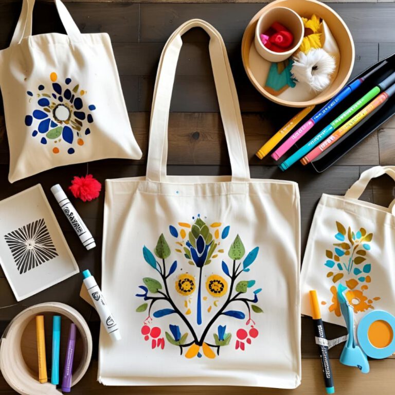 Bunt bemalte Jutebeutel